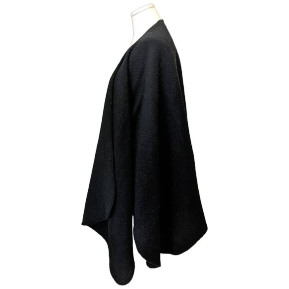 Vintage Black Wool Poncho Open Front Cape Shawl Dark Grunge Fall One Size - Picture 6 of 7